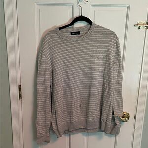 Nautica Men's Gray Striped Crewneck Sweater